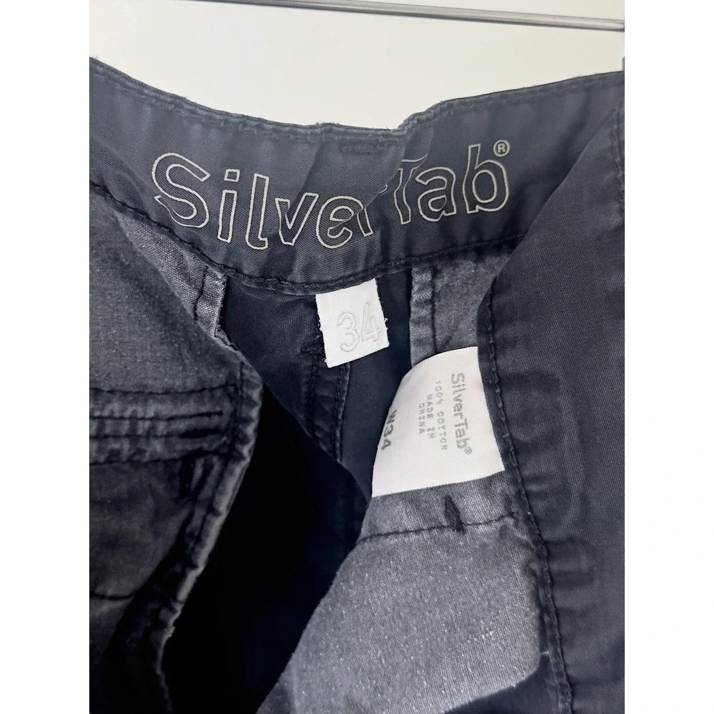 Vintage Levis Silvertab Cargo Shorts Black Baggy Skate 90s Mens Size 34